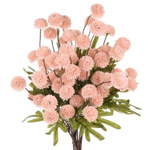 Unique Bargains 5-Heads Artificial Chrysanthemum Ball Flowers Silk Bouquets Real Touch 20 Inch - 1 of 4