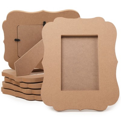 Juvale 6-Pack Unfinished Wood Picture Frames, Holds 4x6 Inch Photos, Wooden Photo Frame for DIY Crafts, Desk, Home, Office Decor, 7.5x9x6.4 In