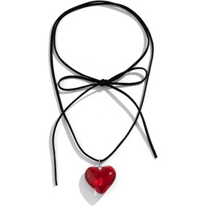 Chunky Puffy Heart Choker - Adjustable Velvet Chain Y2K Trendy Jewelry for Women - 1 of 4