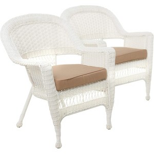 HomeStock Zen Zone Chair Set of 2, Durable Resin Wicker, Weather-Resistant with Cushions - 1 of 4