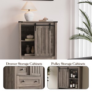 Farmhouse 5 Drawer Dresser for Bedroom, 48" Tall Wood Dresser Chest of Drawer with Sliding Barn Door, Adjustable Shelf, for Hallway, Living Room - 1 of 4