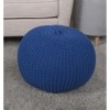 FURNIinspire Ottomans and Benches Knitted Cotton Round Pouf with Textured Simple Fashion Elegant Design for Modern Living, Blue, 20"*20"*14" - 2 of 4