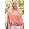 Slickblue Women's Plus Size Cami Top, Surplice Front and Shirred Back, Sleeveless Style in Terracotta, 1XL-3XL - 2 of 4