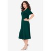 Roaman's Women's Plus Size Ponte Flare Dress - 4 of 4