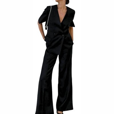 Women's Meredith Double-Breasted Satin Blazer and Pant Set - The Cotton Brand