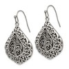 Chisel Stainless Steel Antiqued Polished and Textured Earrings Shepherd Hook - 4 of 4