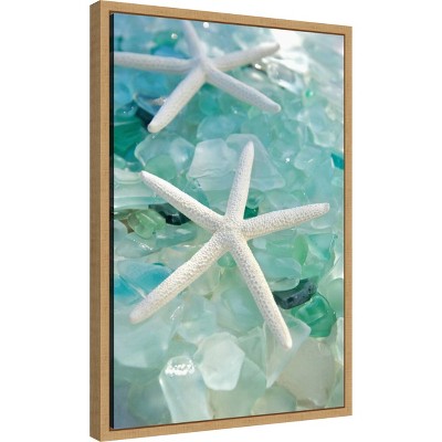Crystal Harbor Starfish and Sea Glass Coastal Canvas Art