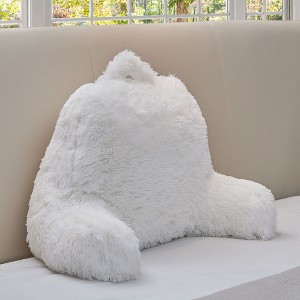 Cheer Collection Long Shaggy Hair TV, Gaming and Reading Backrest Pillow with Armrests - 1 of 4