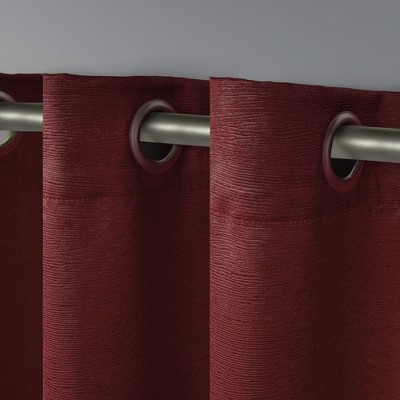 Chili Red Polyester Room-Darkening Grommet Curtain Panel Pair