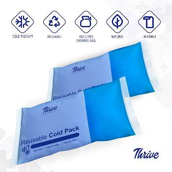Thrive 2 Pack Reusable Cold Compress Ice Packs for Injury, Gel Ice Pack for Pain Relief & Rehabilitation