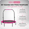HolaHatha Portable Foldable Mini Trampoline Fitness Rebounder with 5 Level Adjustable Handle, Supports up to 440 Pounds, 48-Inch, Pink - 3 of 4