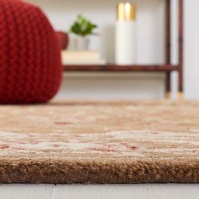 Hand-Tufted Round Brown and Green Wool Area Rug