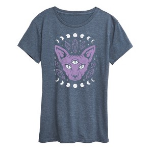 Women's - Instant Message - Cat With Crystals Short Sleeve Graphic T-Shirt - 1 of 4