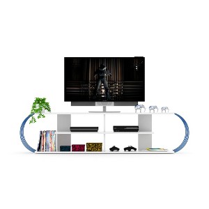 CAVINAS Mid Century Modern TV Stand with 4 Shelves and Open Storage for TVs up to 68 inch - 1 of 4