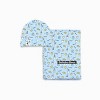 Bellabu Bear Baby Milk & Cookies Blue Bamboo Swaddle & Beanie Set - 2 of 4
