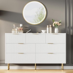 7 Drawers Dresser for Bedroom, Wood Modern Dresser for Closet, with Gold Handle, Bedroom Furniture Storage Organizer, for Living Room, Hallway - 1 of 4