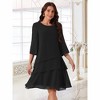 INSPIRE CHIC Women's Round Neck Semi Sheer 3/4 Bell Sleeve Asymmetrical Layered Tiered Midi Dress - 3 of 4