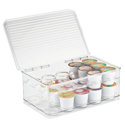 iDESIGN Plastic Tier Coffee Pod Organizer with Lid The Linus Collection Clear: Kitchen Cabinet Storage, 11x7x4, Spot Clean — фото 3