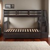 Twin Over Twin Stairway Bunk Bed with Storage Drawers and Shelves, Convertible into Two Twin Beds, White Pine Wood Frame - 2 of 4