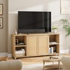 70" Mid-Century Modern TV Stand with Rattan Doors - Entertainment Center for 70 Inch TV, 2 Storage Cabinets & 3 Open Shelves - 4 of 4