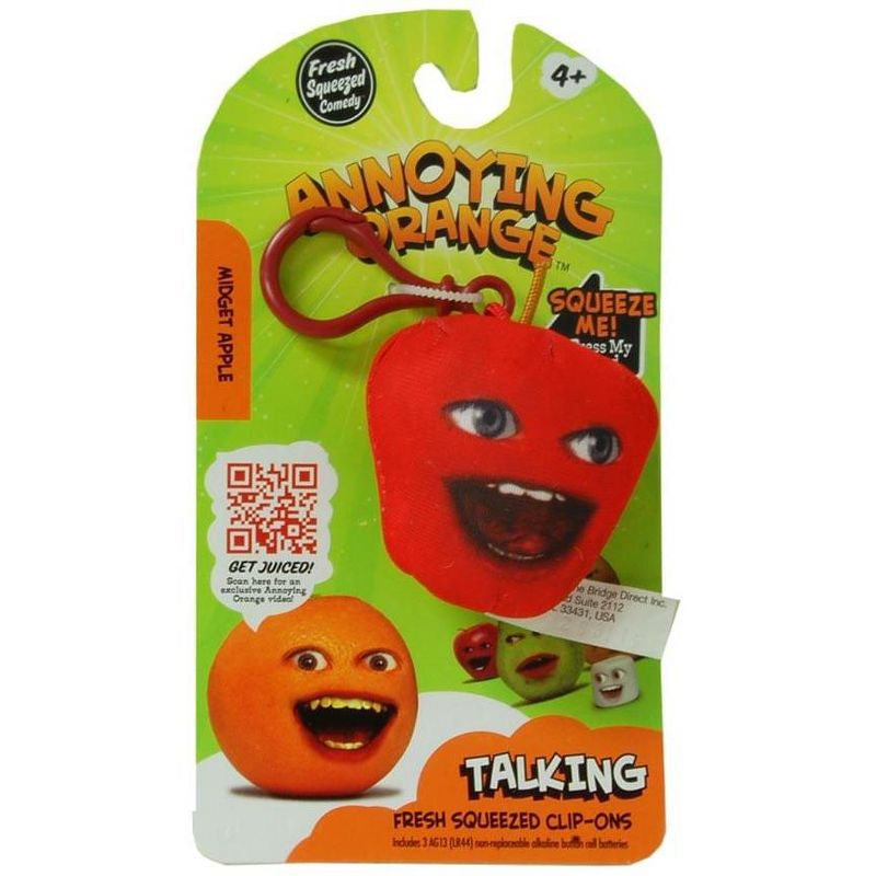 Little Buddy Annoying Orange 2.25" Talking Plush Clip On: Midget Apple, 1 of 2