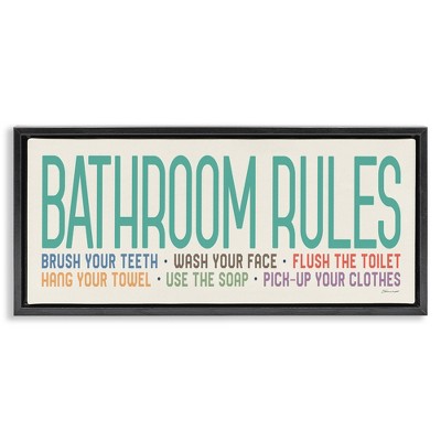 Stupell Industries Bathroom Rules with Teal Text, 31" x 14"