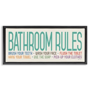Stupell Industries Bathroom Rules with Teal Text, 31" x 14" - 1 of 4