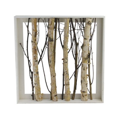 Northlight 17.50" Standing Mixed Branches in Rustic Wood Frame Decoration - Brown/White