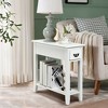 Costway 2 Tier End Bedside Sofa Side Table Narrow Nightstand w/Drawer &Shelf White - image 3 of 4