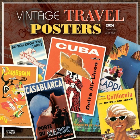 Browntrout 2024 Wall Calendar 12x12 Vintage Travel Posters : Target