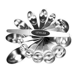 Magnetic Measuring Spoons with Leveler Set, Dual Sided Stainless Steel, Strong N40 Magnets Nesting Measuring Spoon for Baking & Cooking - 1 of 4