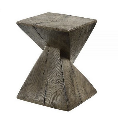 Royal Hampton 17 Inch Accent Table, Heavy-Duty Durability Cement, Weathered Oak Brown