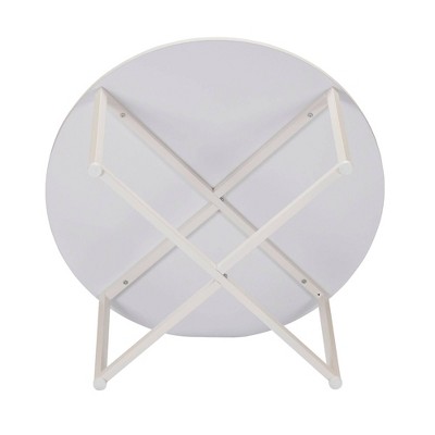 Modern Minimalist Round White Metal Coffee Table with Laminate Finish