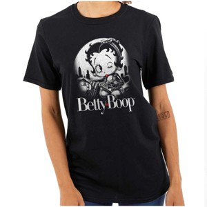 Retro Betty Boop Biker Cartoon Wink Womens Graphic T Shirt Tees Brisco Brands - 1 of 4