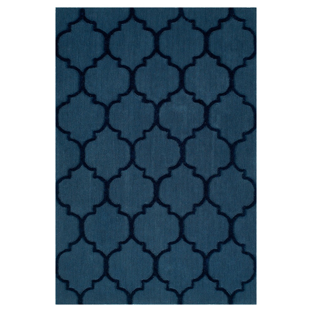 Denim Blue Geometric Tufted Accent Rug - (3'6