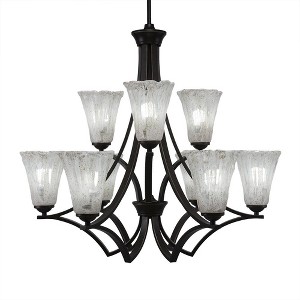 Toltec Lighting Zilo 9 - Light Chandelier in  Dark Granite with 5.5" Fluted Italian Ice Shade - 1 of 1