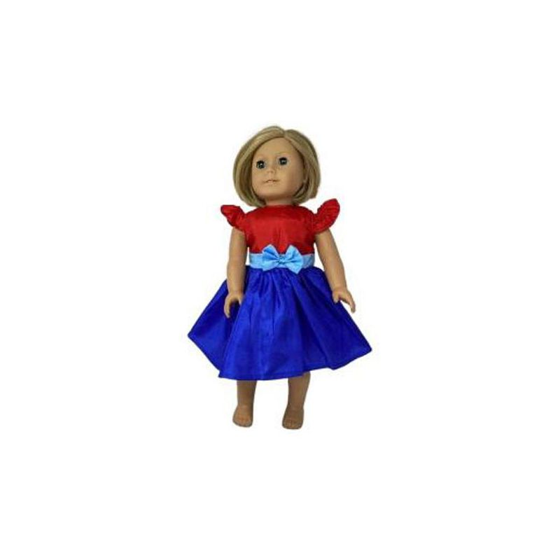 Striking Dress In Bright Red Blue Fits 18 Inch Girl Dolls Like American Girl Our Generation, 2 of 5