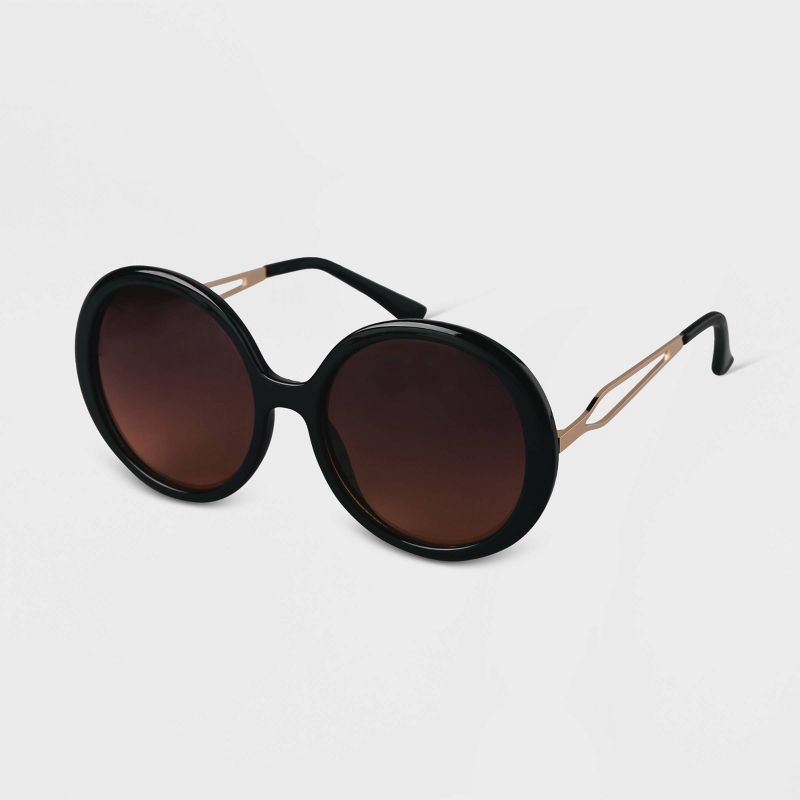 Women&#39;s Oversized Round Sunglasses - A New Day&#8482; Black, 2 of 7