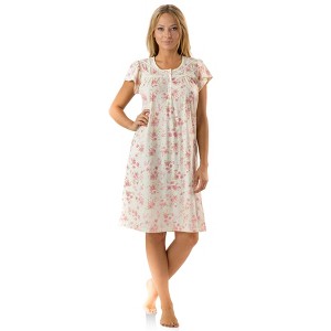 Casual Nights Women's Flowery Short Sleeve Nightgown - 1 of 4