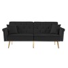 Velvet Tufted Sofa Bed with Nailhead Trim, 2 Pillows and Gold Metal Legs for Living Room - 4 of 4