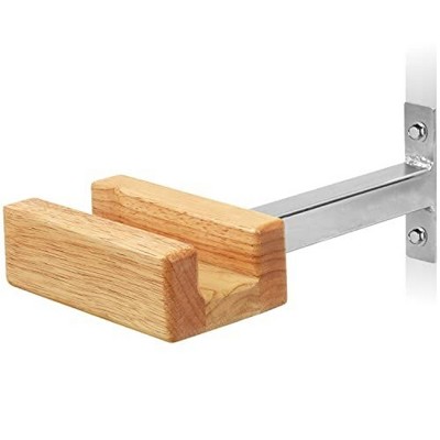 Polished Stainless Steel and Oak Wall Mount Bike Rack