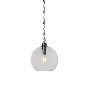 Toltec Lighting Kimbro 1 - Light Pendant in  Brushed Nickel with 11.75" Clear Bubble Shade - 1 of 1