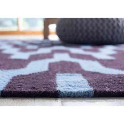 Handwoven Purple and Blue Geometric Wool Area Rug, 4' x 6'