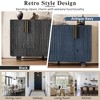 54" 4-Door Sideboard Buffet Cabinet with Adjustable Shelves, Solid Wood Legs, Fluted Doors & Distressed Finish for Kitchen, Dining Room - 2 of 4