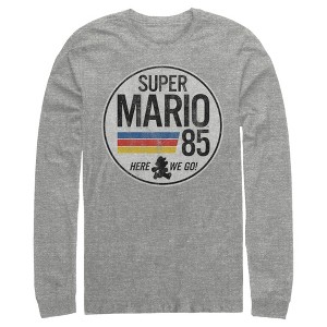 Men's Nintendo Super Mario Retro Rainbow Ring Long Sleeve Shirt - 1 of 4