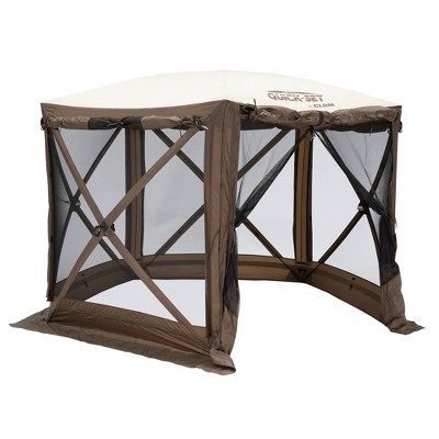 CLAM Quick-Set Pavilion Portable Pop-Up Outdoor Camping Gazebo Screen Tent Sided Canopy Shelter with Ground Stakes & Carry Bag