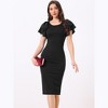 Allegra K Women's Ruffle Short Sleeve Back Zipper Elegant Bodycon Dress - 2 of 4