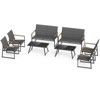 Costway 4/8 PCS Patio Furniture Setwith Padded Fabric Seat & Wood-Plastic Armrests Table - 2 of 4