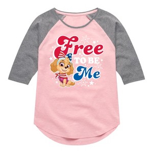 Girls' - Paw Patrol - Americana Shirt Tail Raglan Graphic T-shirt - 1 of 4