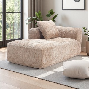 37.5" Chenille Minimalist Loveseat Sofa with Sleeper & Deep Seat - 1 of 4